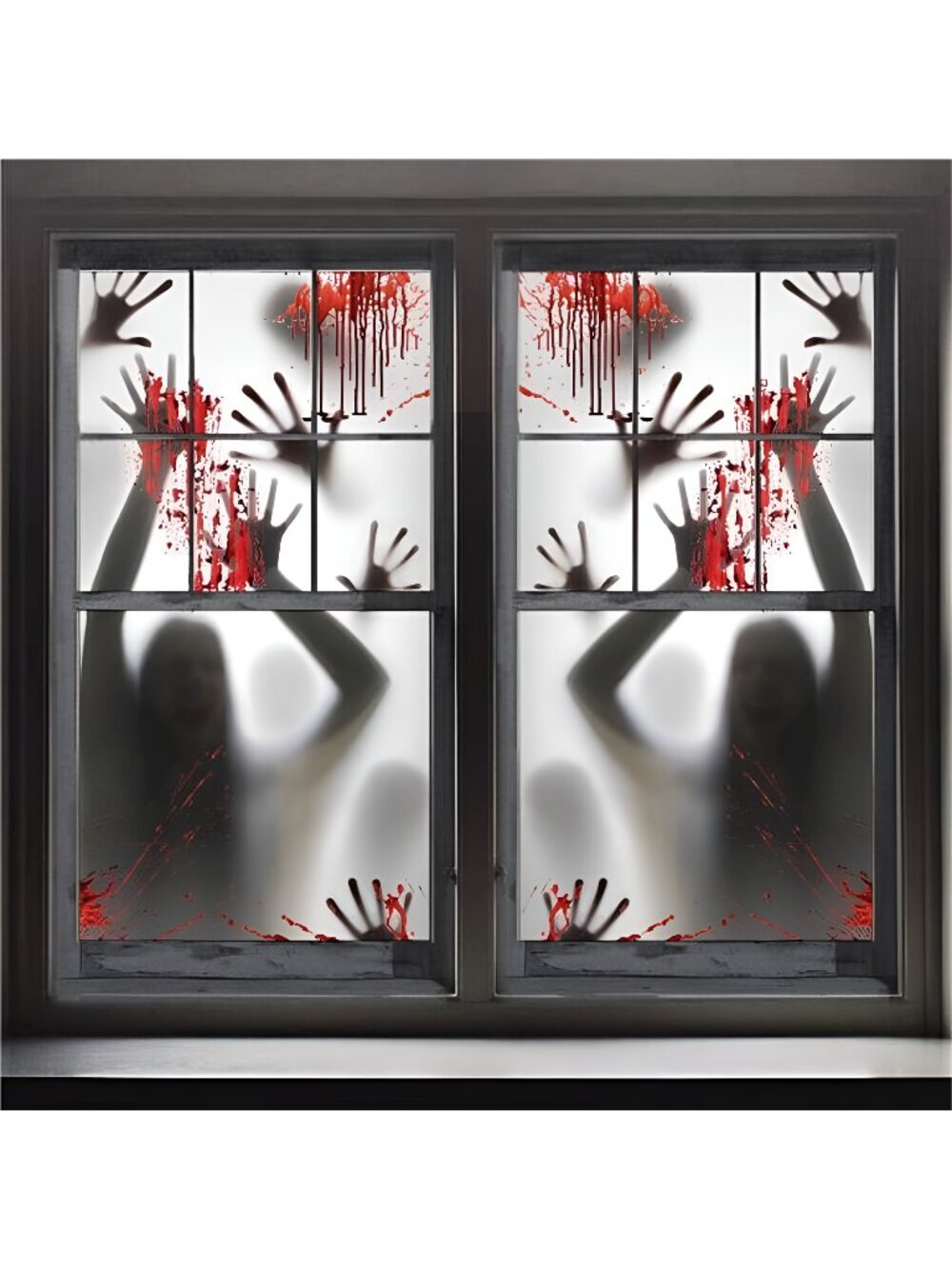 2PCS Halloween Haunted House Decorrelation: Zombie Hands, Skeleton Door/Window